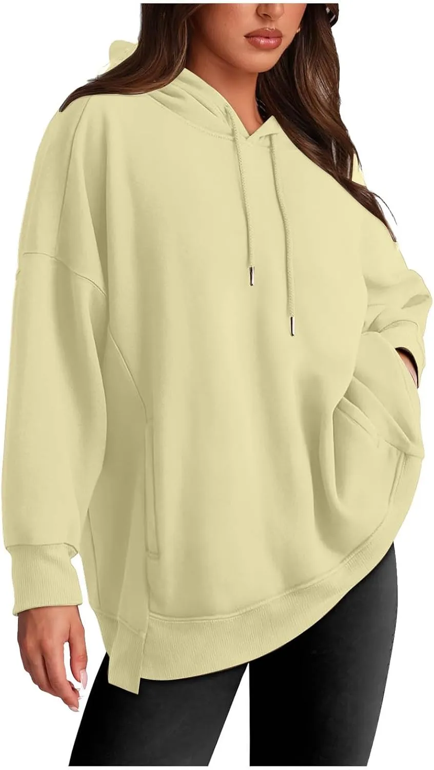 Women's Oversize Hoodies Fleece Long Sleeve Shirts Drawstring Pullover Tops Fall Casual Sweatshirts with Pocket