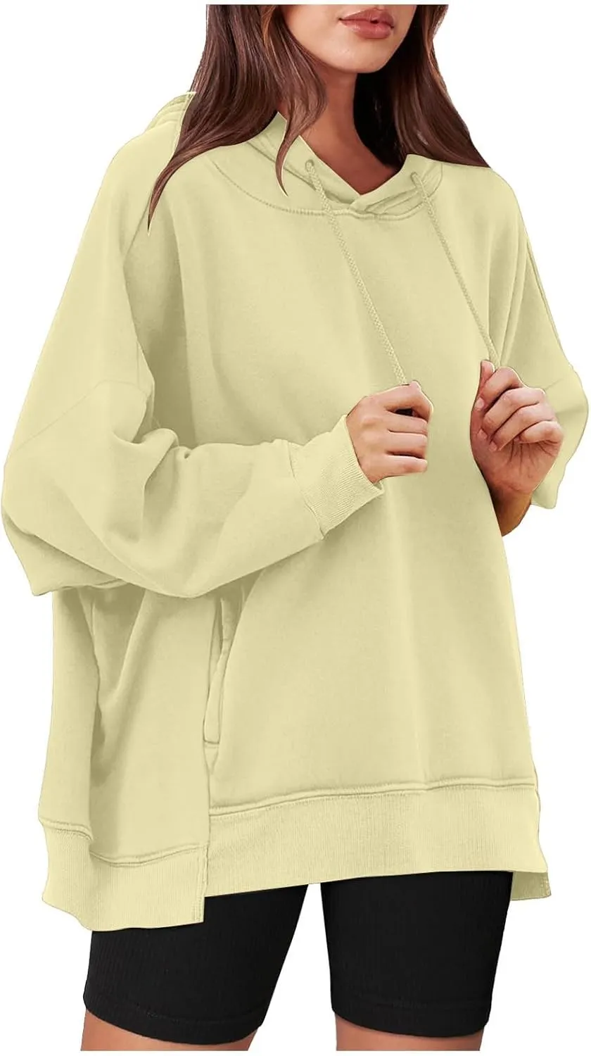 Women's Oversize Hoodies Fleece Long Sleeve Shirts Drawstring Pullover Tops Fall Casual Sweatshirts with Pocket