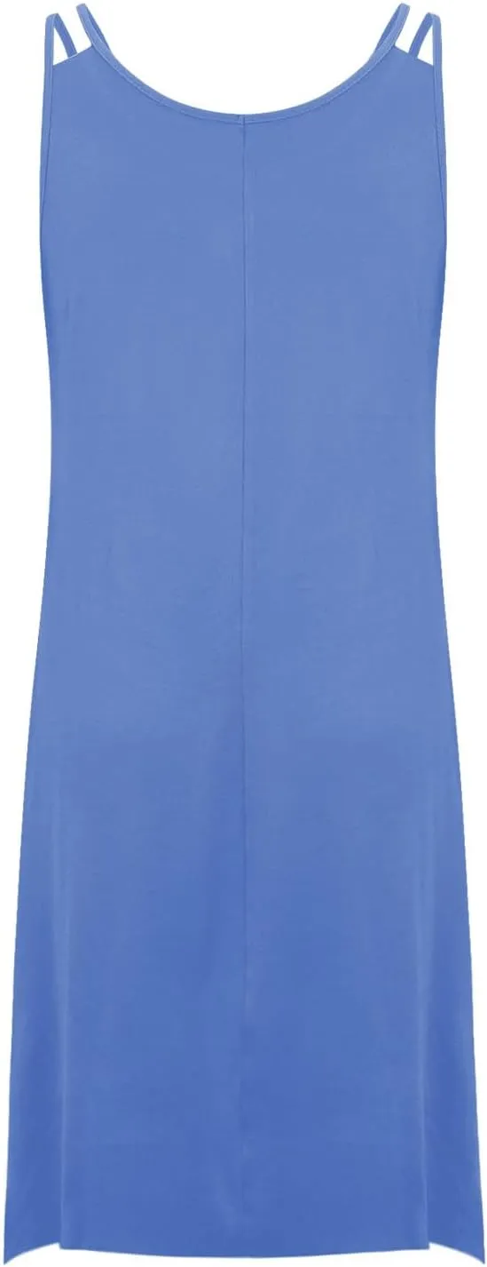 Womens Plus Size Dresses 2025 Summer Sleeveless Scoop Neck Asymmetrical Hem Flowy Midi Cami Dress Casual Loose Dresess