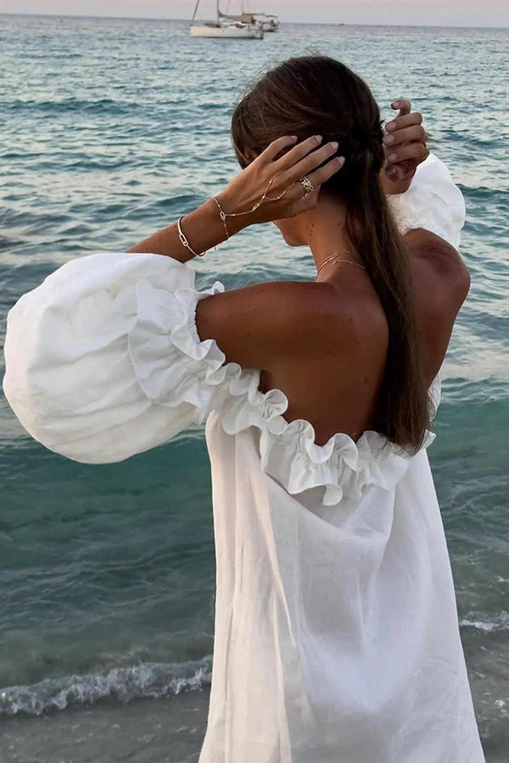 Womens Sexy Off Shoulder Dress Casual Loose Short Sleeve High Waist Side Split Flowy A Line Long Maxi Dress