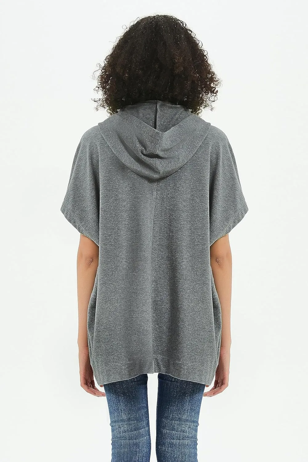 Womens Short Sleeve Cardigan Lightweight Summer Casual Open Front Hoodie Top with Pockets