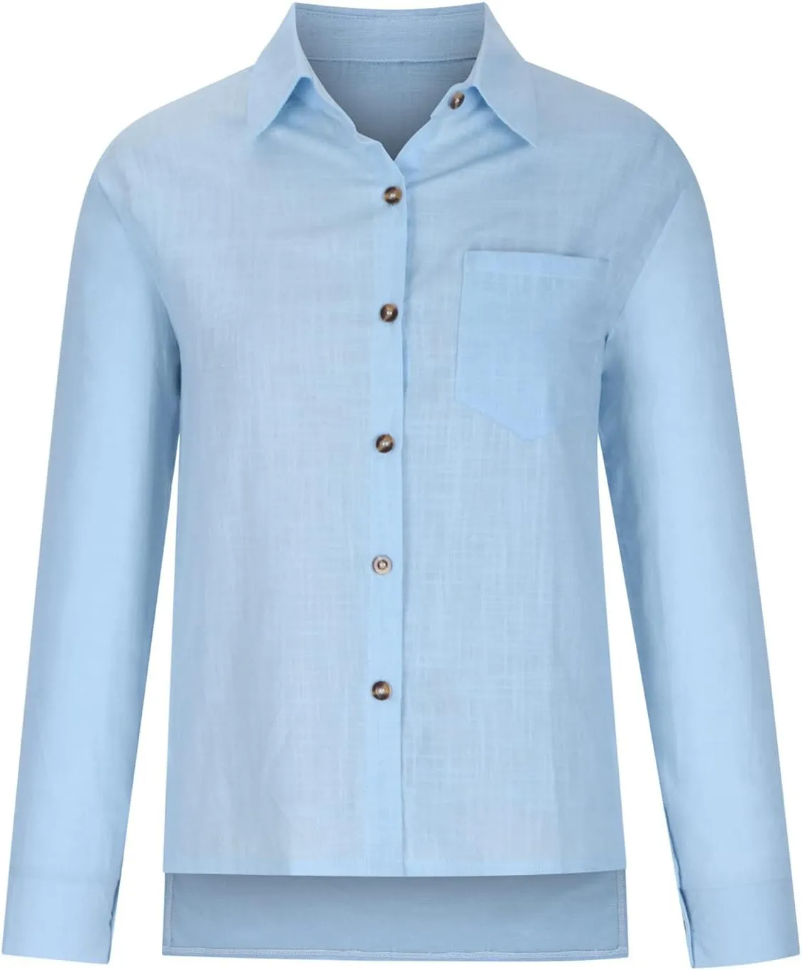 Women's Striped Button Up Blouse Trendy Business Tops Dressy Soft Cotton Linen Tops Casual Long Sleeve Tops Fall Shirt