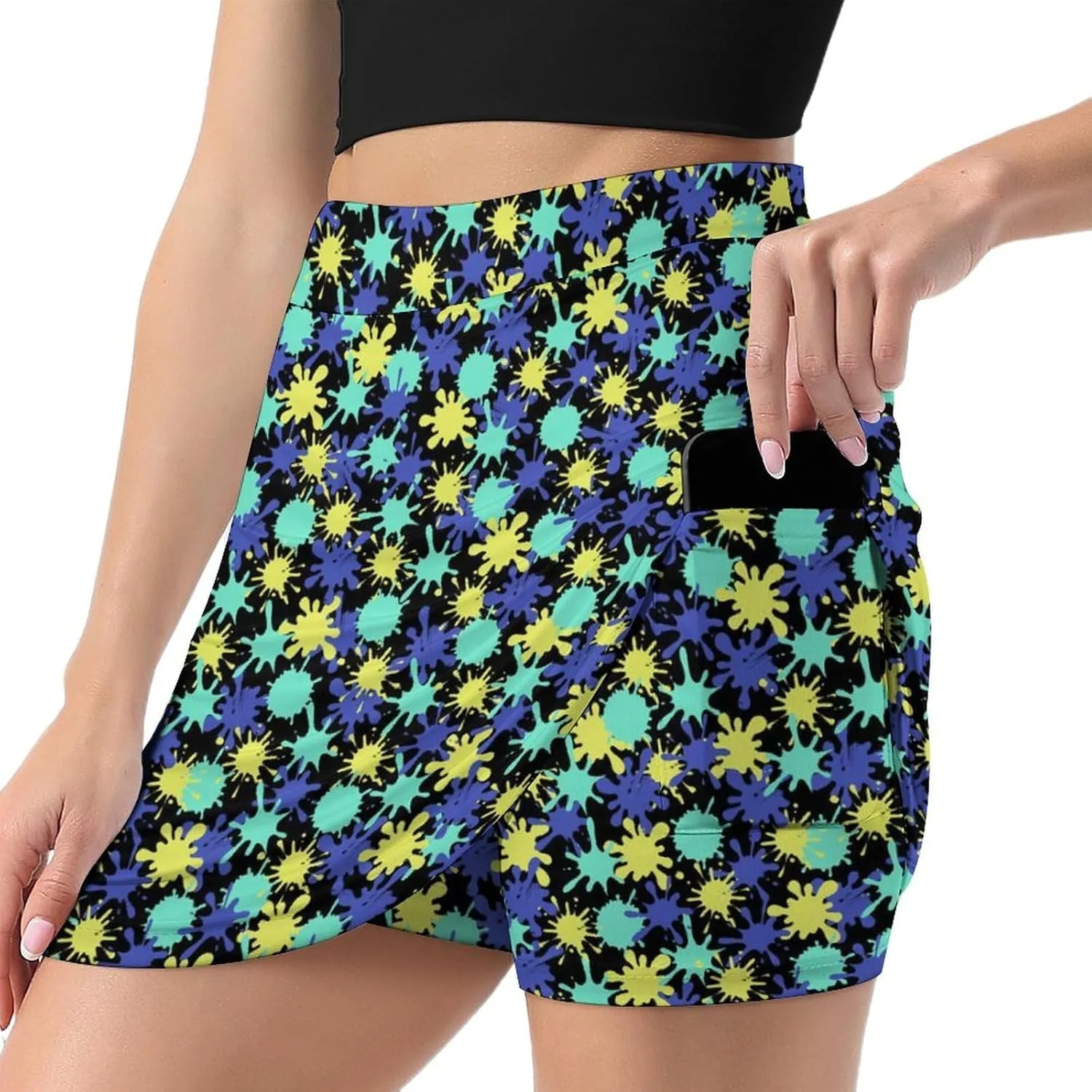 Womens Tennis Skirts Tie Dye High Waisted Athletic Golf Skorts with Shorts Pockets for Running Sports