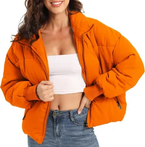 Womens Winter Baggy Zip Puffer jackets Short Down Jacket Coat