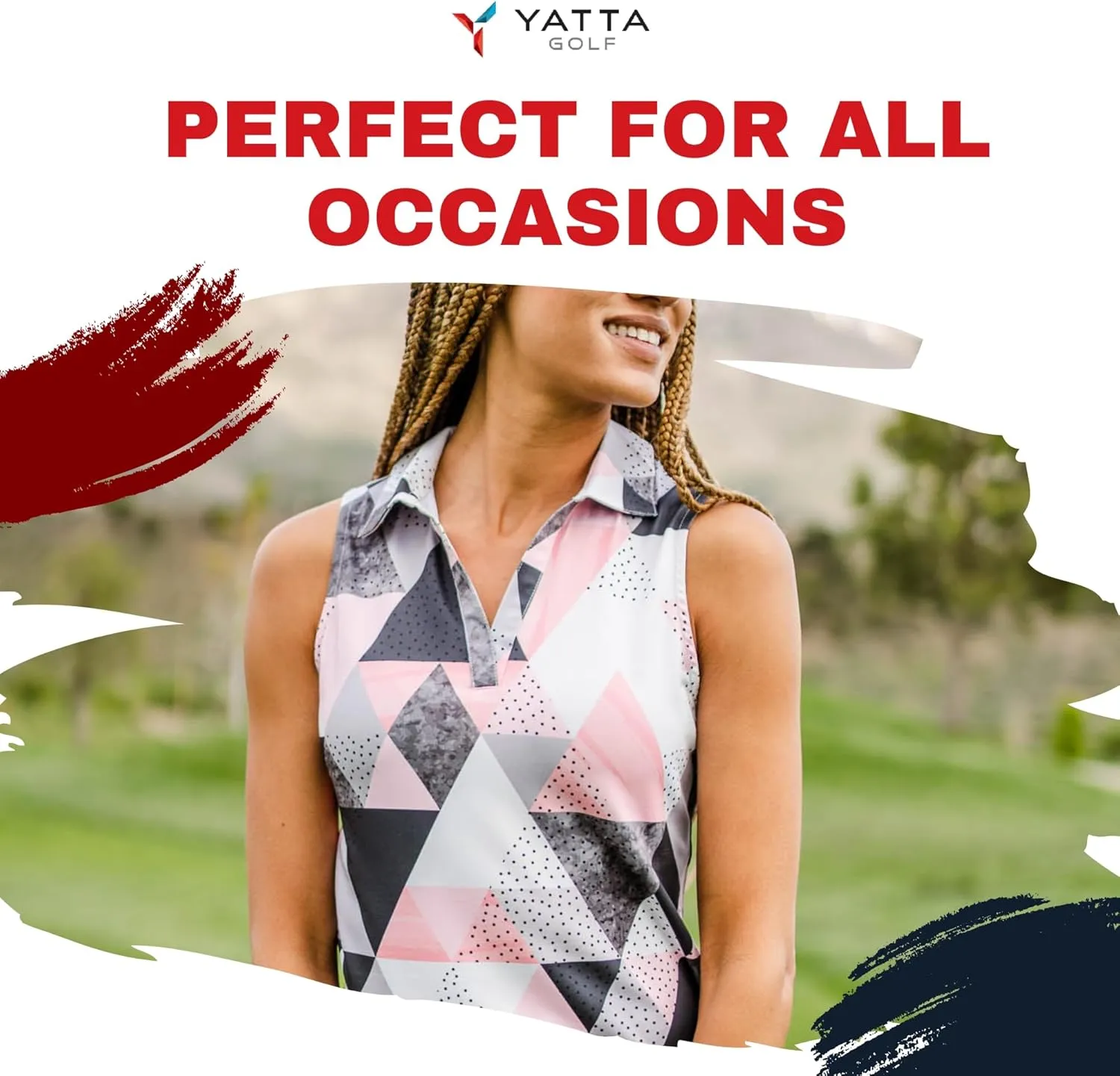 YATTA GOLF Performance Sleeveless Golf Polo for Women - Moisture Wicking V-Neck Golf Polo Shirts Workout Golf Tank Tops