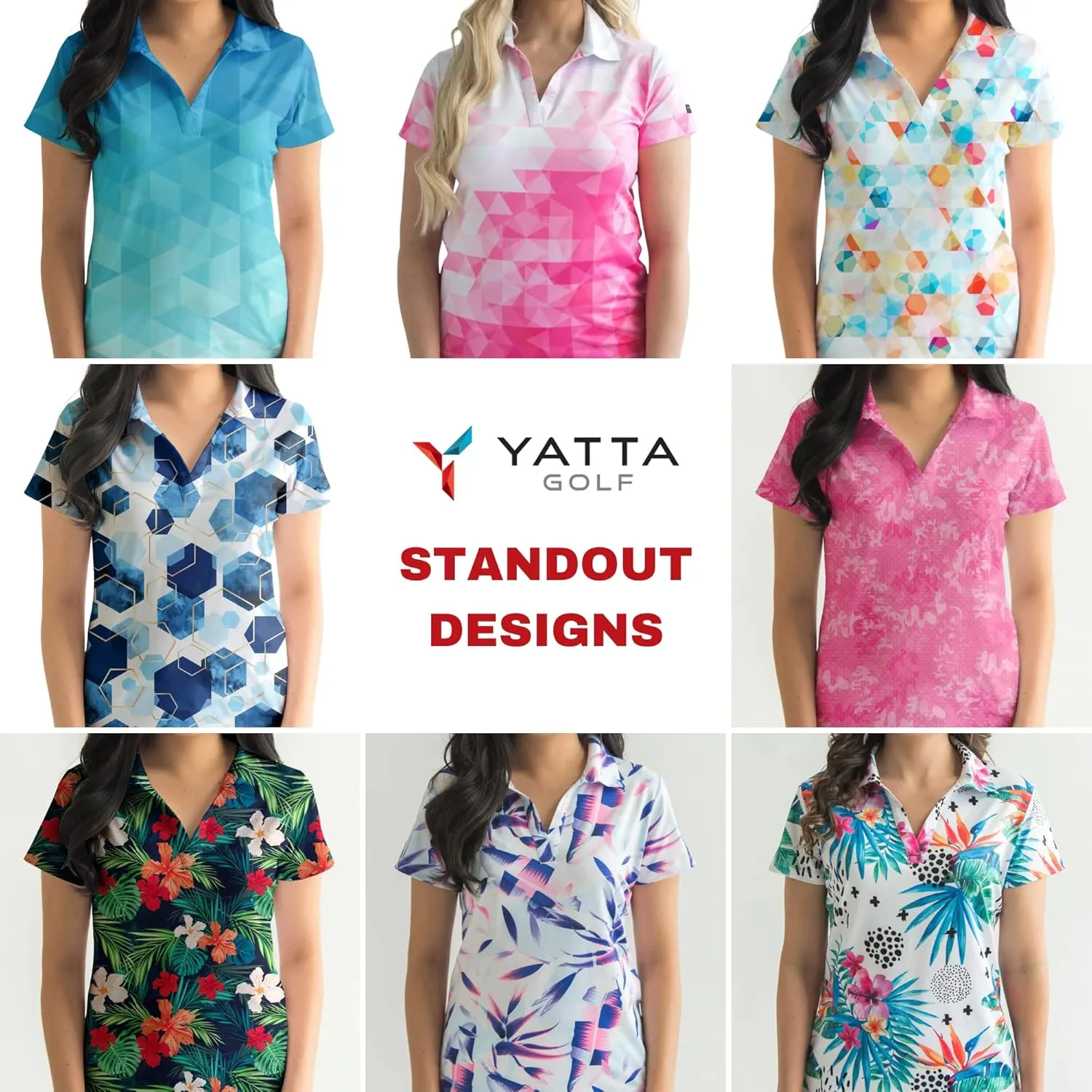 YATTA GOLF Performance Sleeveless Golf Polo for Women - Moisture Wicking V-Neck Golf Polo Shirts Workout Golf Tank Tops