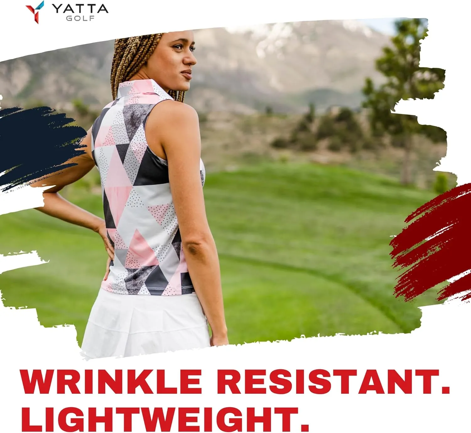 YATTA GOLF Performance Sleeveless Golf Polo for Women - Moisture Wicking V-Neck Golf Polo Shirts Workout Golf Tank Tops