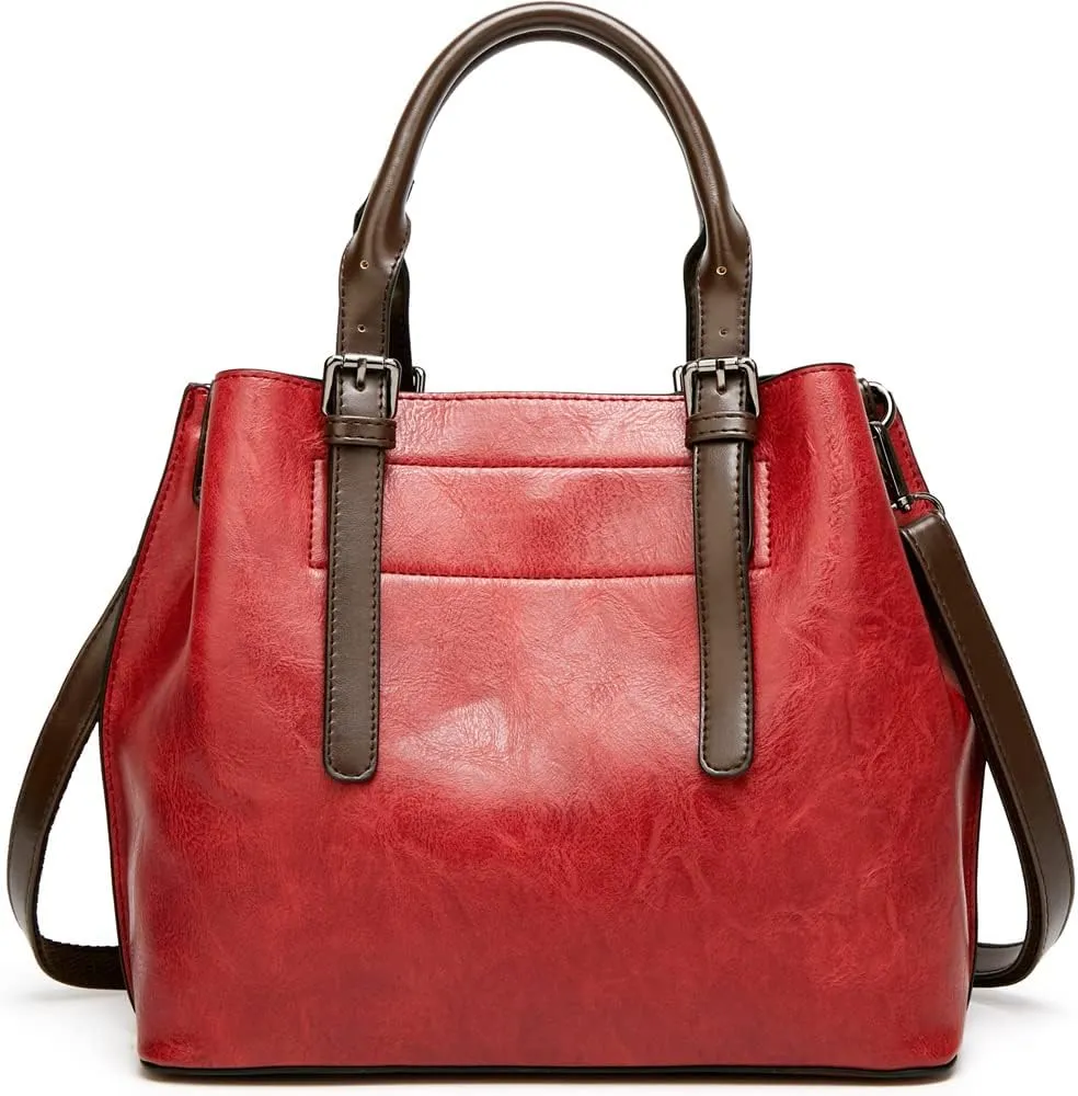 ZiMing Women Handbags Vintage Satchel Bags Oil Wax Leather Purse Top Handle Handbag Medium Tote Bag Shoulder Crossbody Bag