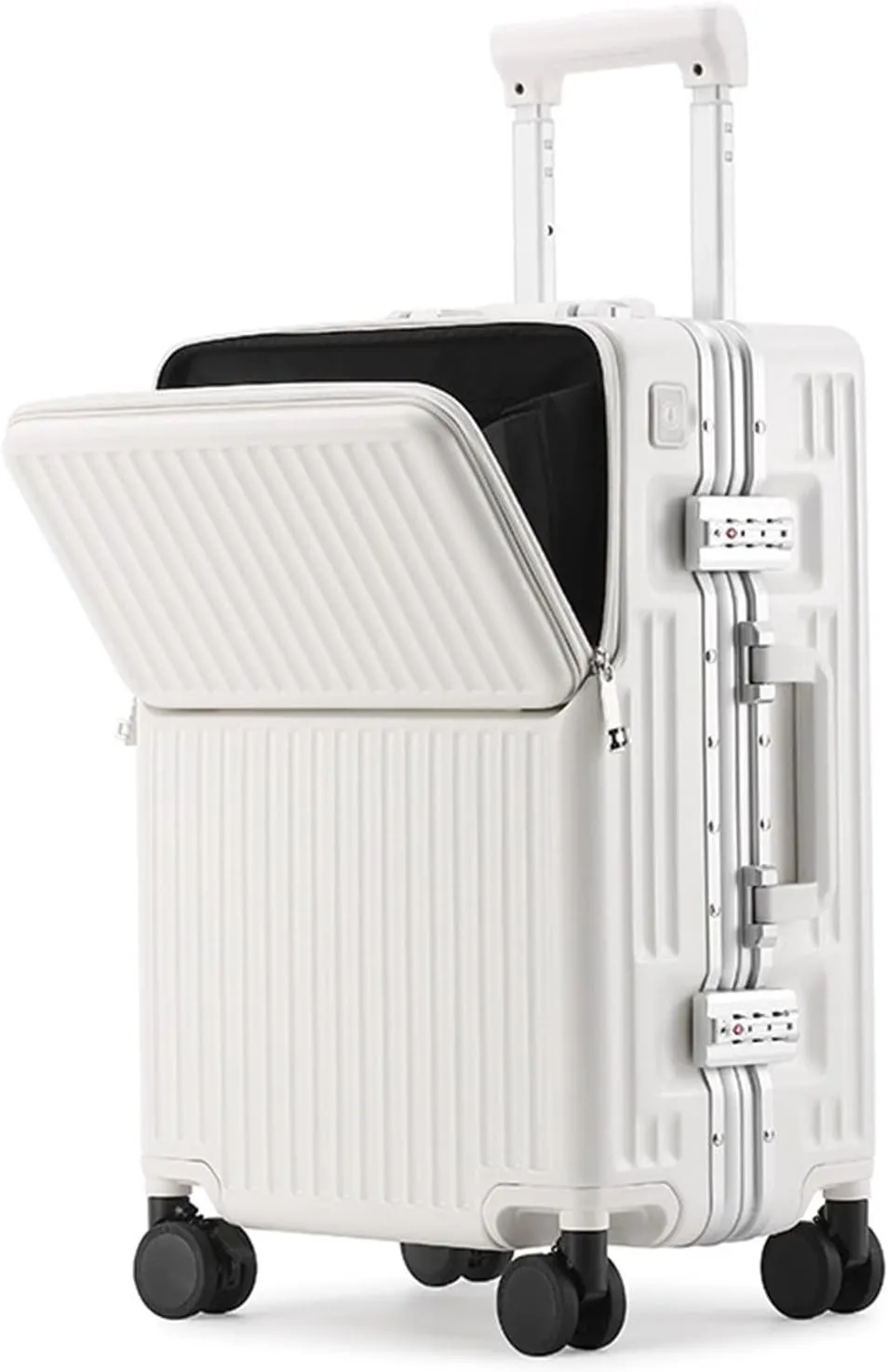 ZMY Carry on Luggage with Charging Port, Lightweight Hardside Suitcase with TSA Lock and Spinner Wheels (White, 20 inches)
